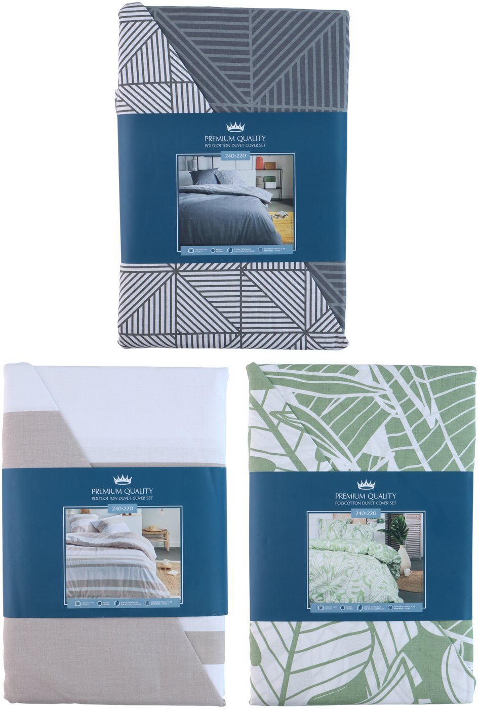 Duvet cover 240x220cm 3ass