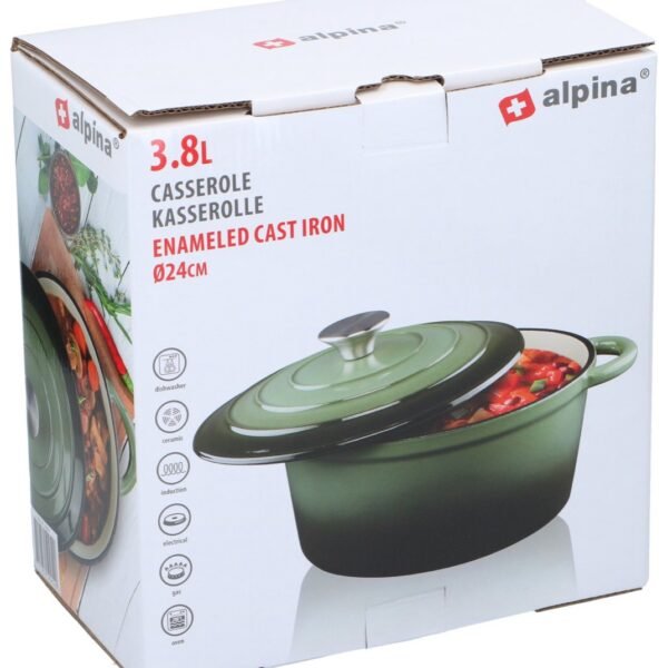 Alpina Casserole enam cast iron Green