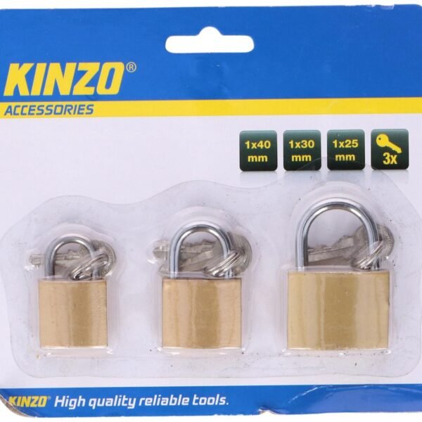 Kinzo Padlock 3pcs, 3size ass st