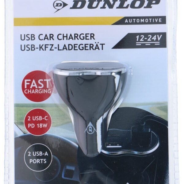 Dunlop Car charger 2xUSB A + 2xUSB C