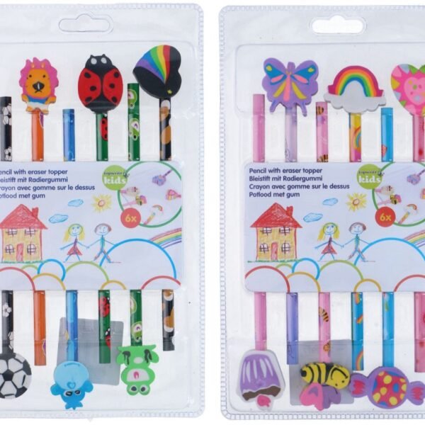 Topwrite Pencil w/ eraser topper 6pc 2as